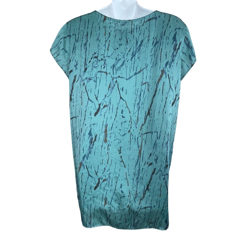 Calvin Klein Jeans M Sheath Dress Green Black Blue Satin‎ Sleeveless